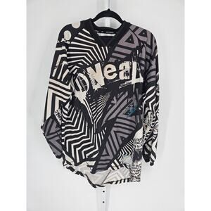 Oneal Men's Long Sleeve Black White V-neck Athletic BMX T-shirt Size L